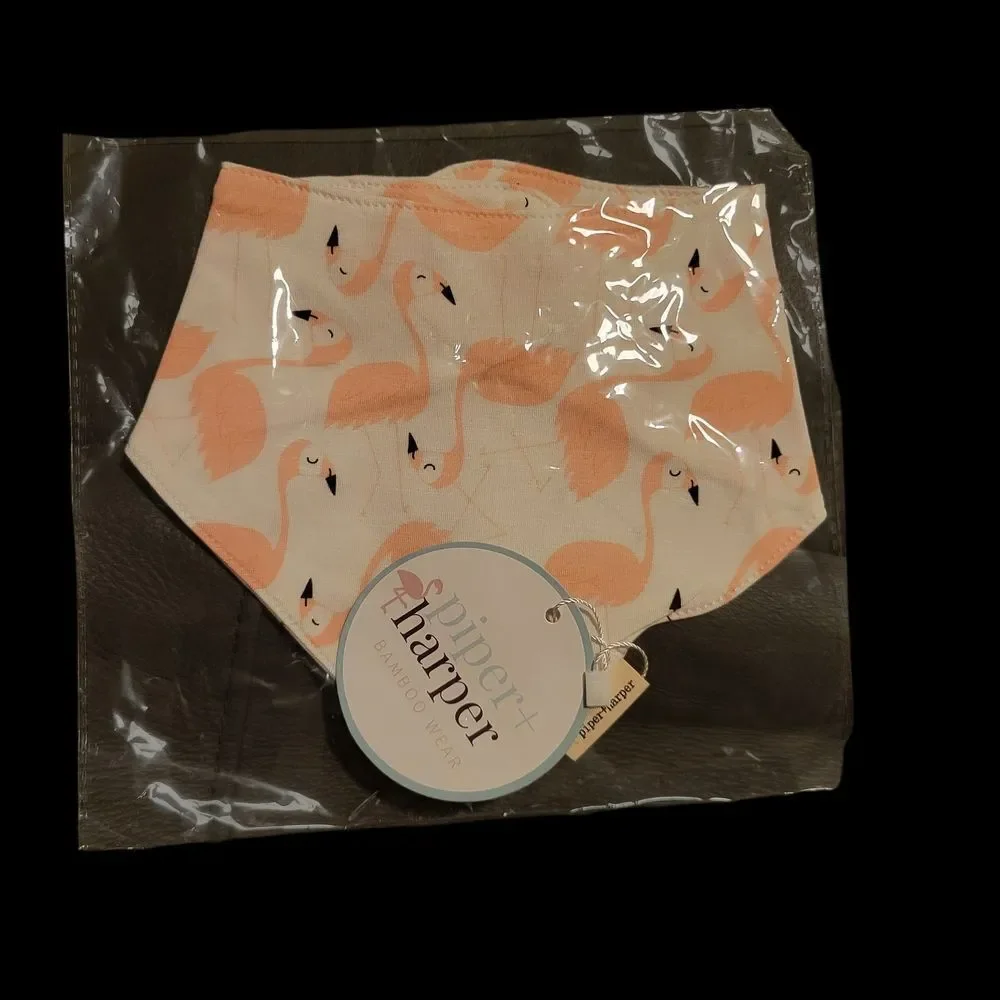 Flamingo Bandana Bamboo Bib Size 0 To 6 Months.